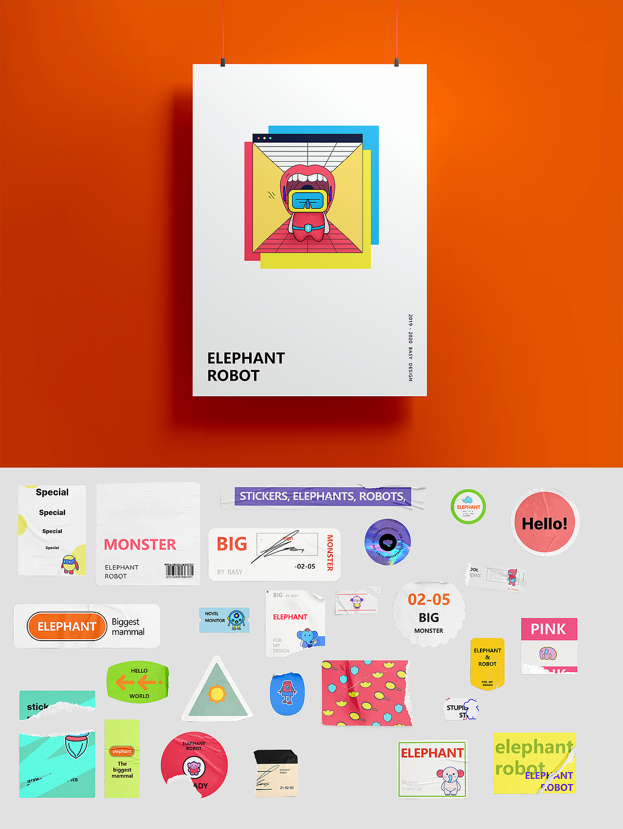 大象和机器人IP卡通形象设计（图ZMjQyMTYwNDg4） - 新锐潮流插画 - 站酷设计师小贝basy原创素材 - 站酷ZCOOL