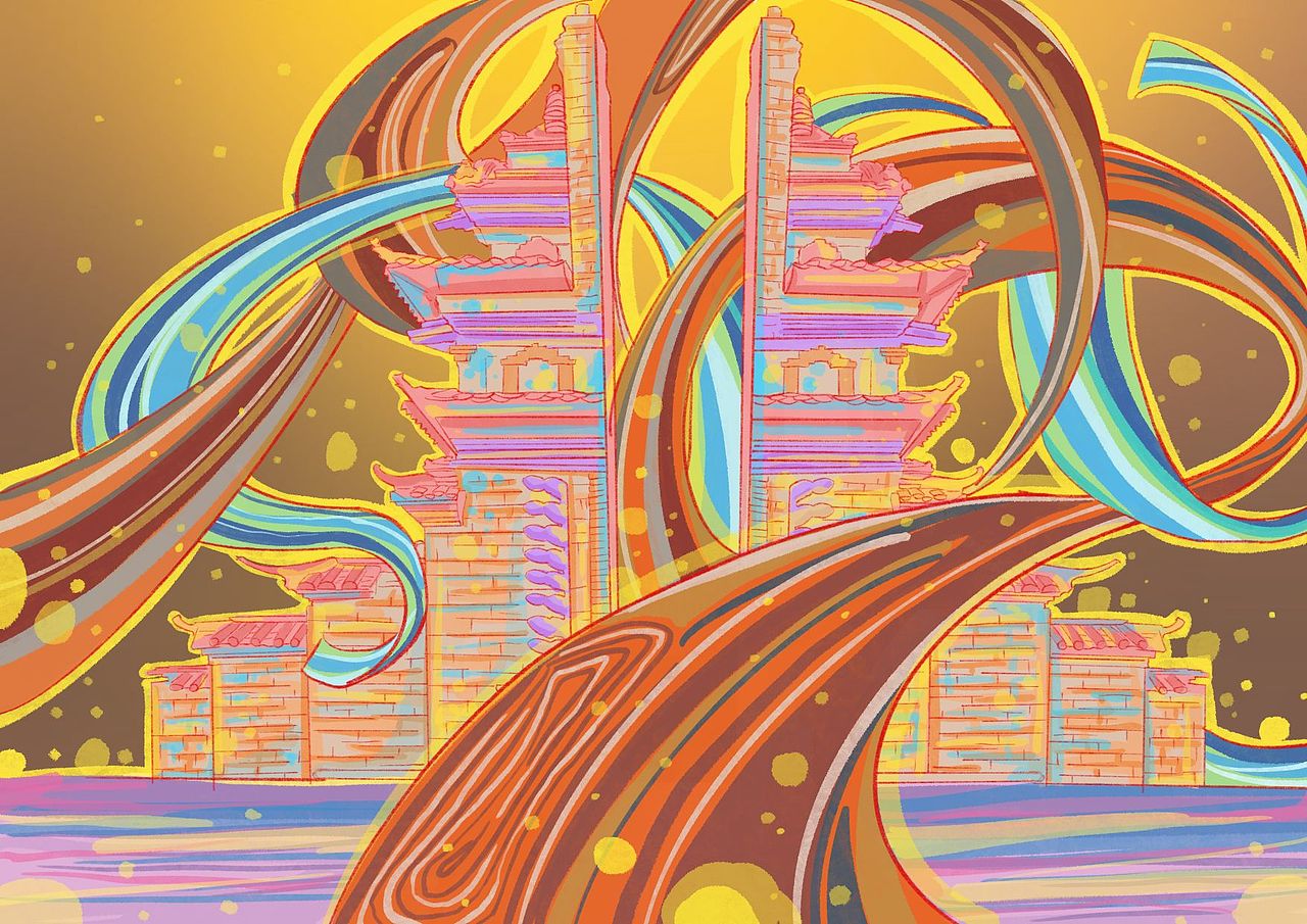 三亚，开平，龙岩景点儿童画~【可授权】（图ZMzMzOTIxMzY4） - 儿童插画 - 站酷设计师冰淇淋小肥肉原创素材 - 站酷ZCOOL