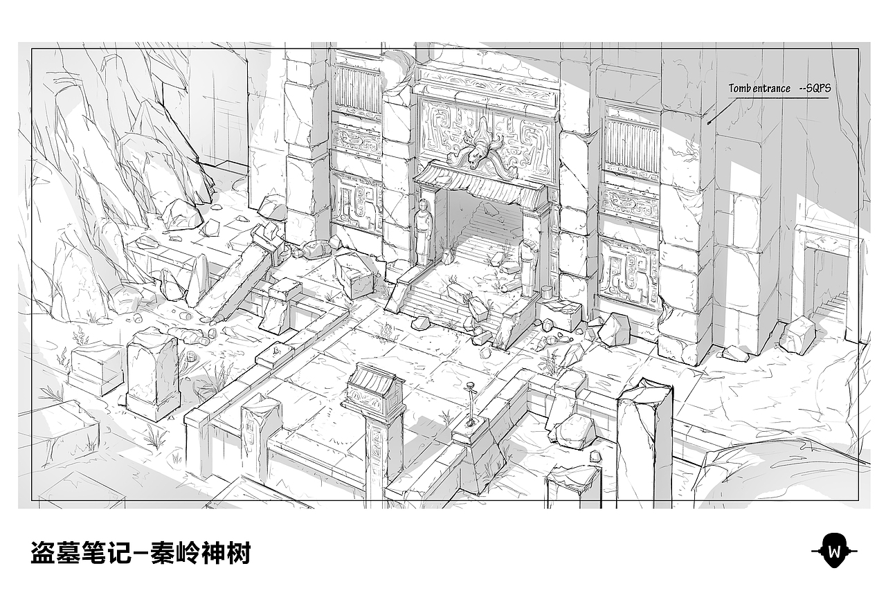 盗墓笔记之秦岭神树动画  场景线稿-1