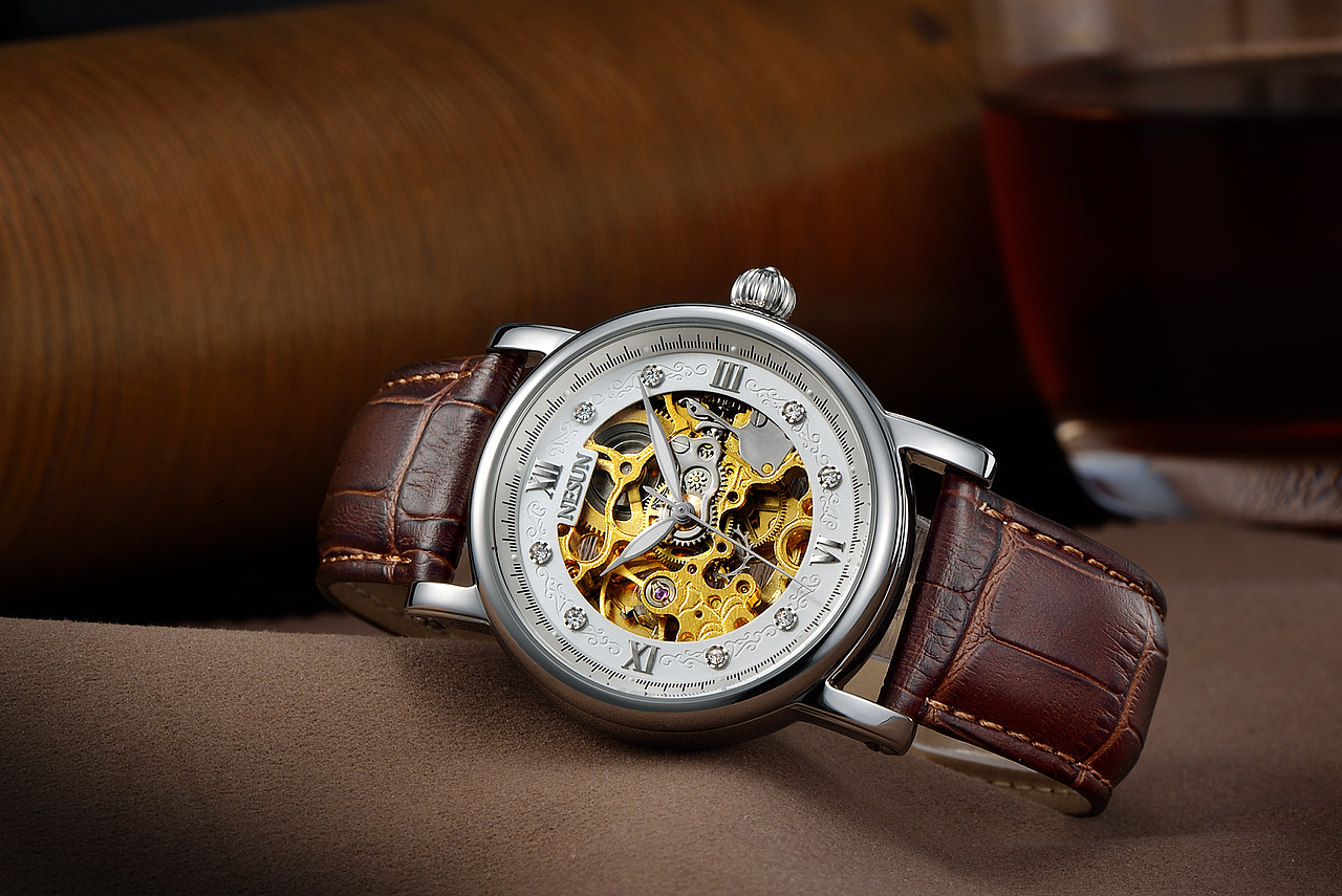 手表摄影/NESUN尼尚双面镂空精钢防水自动机械男士手表