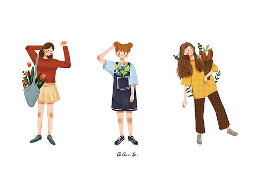 森系治愈少女（個(gè)人主頁(yè)-ZNDA1MDEwNTY=） - 商業(yè)插畫(huà) - 站酷設(shè)計(jì)師喬菲FeifeiQiao原創(chuàng)素材 - 站酷ZCOOL