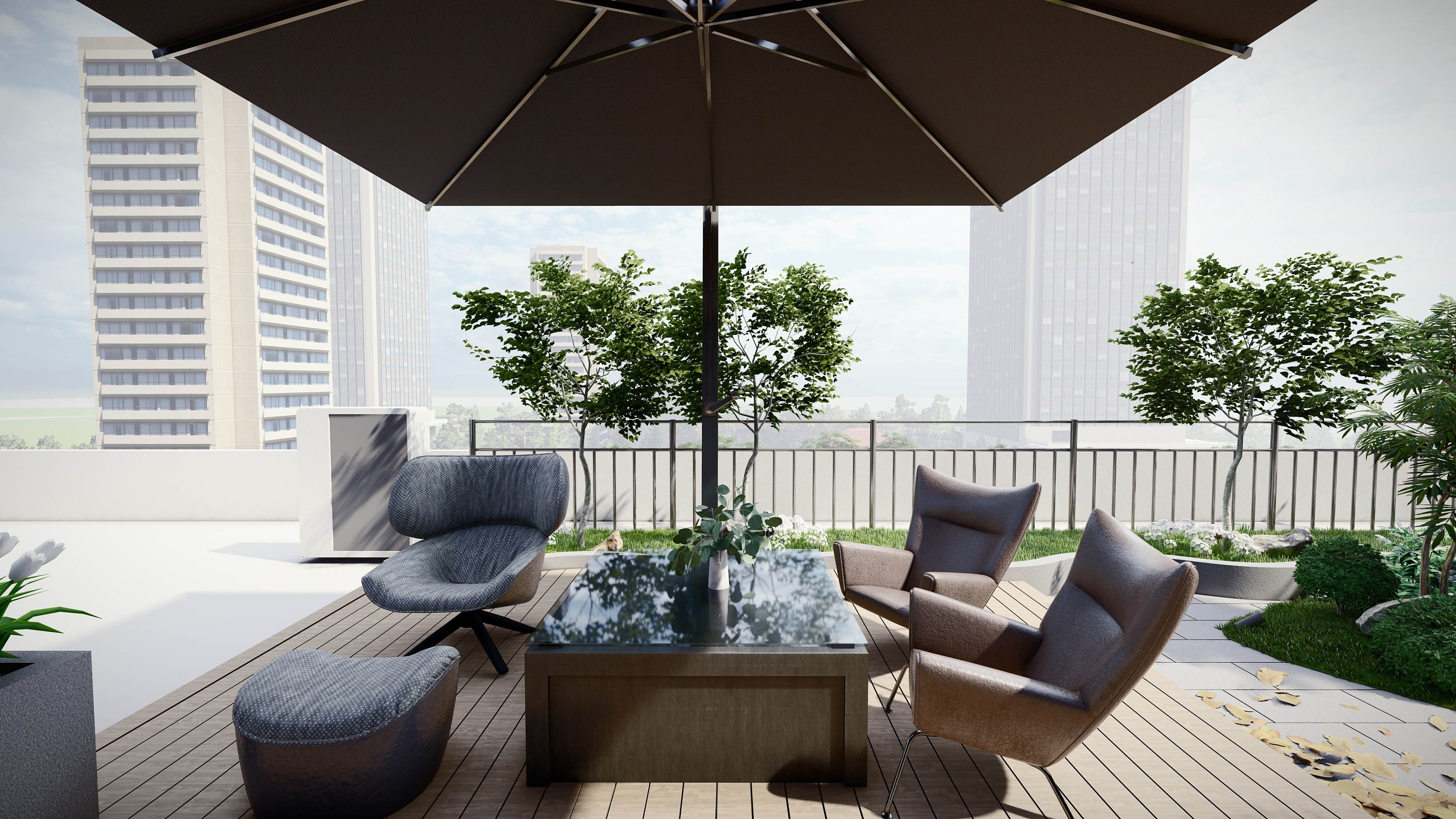 金海岸招商银行露台花园效果图