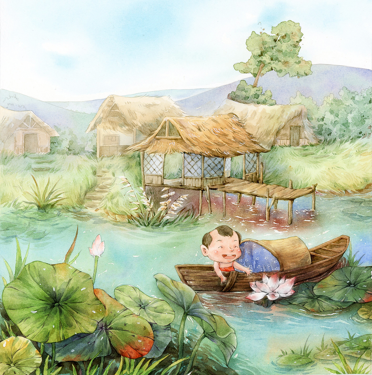 水彩插画 绘本 古诗词（图ZMTUyMTE3MTMy） - 儿童插画 - 站酷设计师腿儿Ter原创素材 - 站酷ZCOOL
