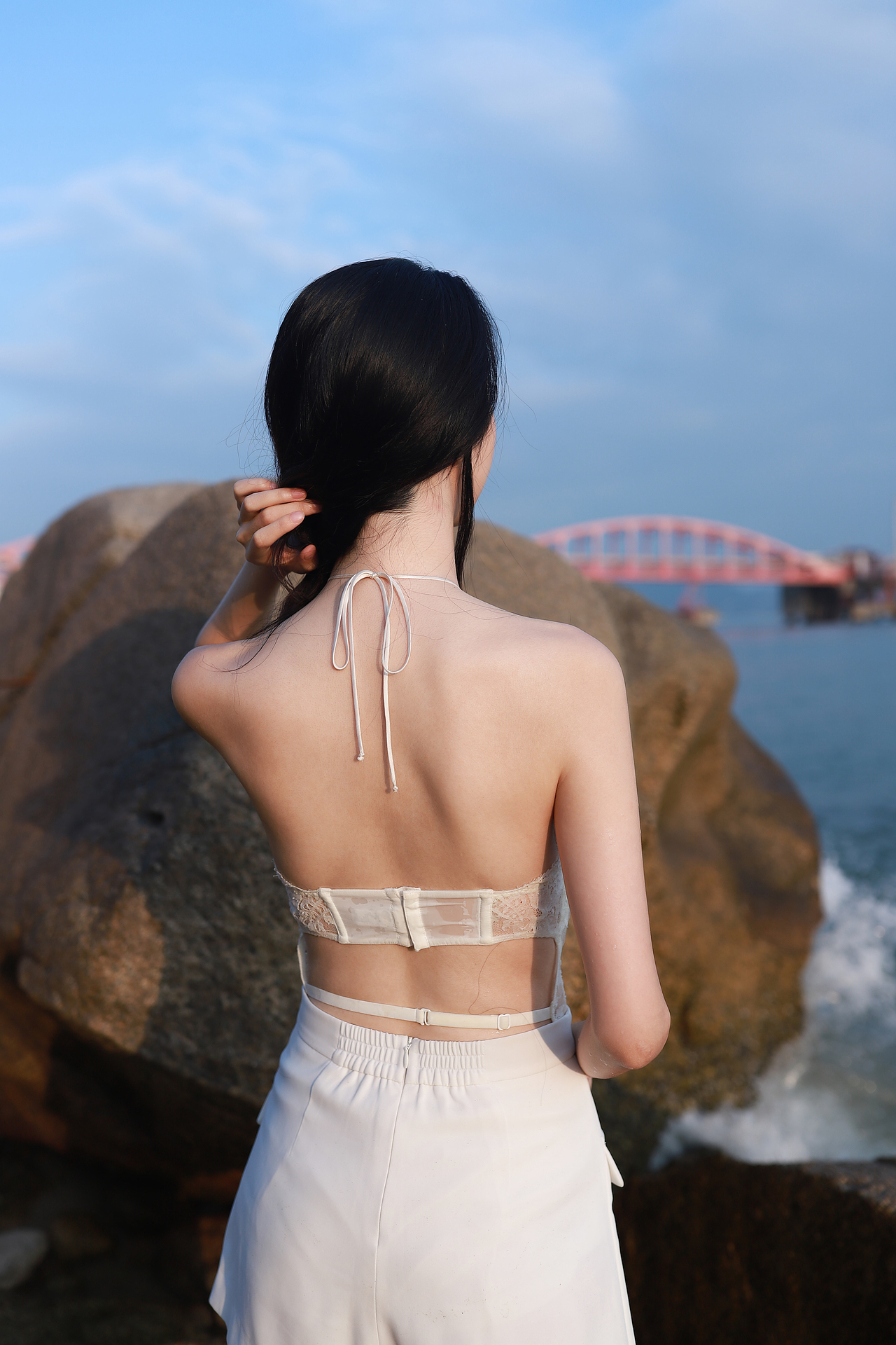 美女拍照 户外人像摄影 性感写真 海边艺术照
