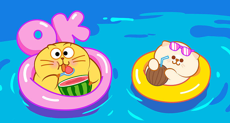 蛋黄猫13清凉上线（图ZMTE4NjM3ODc2） - 网络表情 - 站酷设计师李纬一原创素材 - 站酷ZCOOL