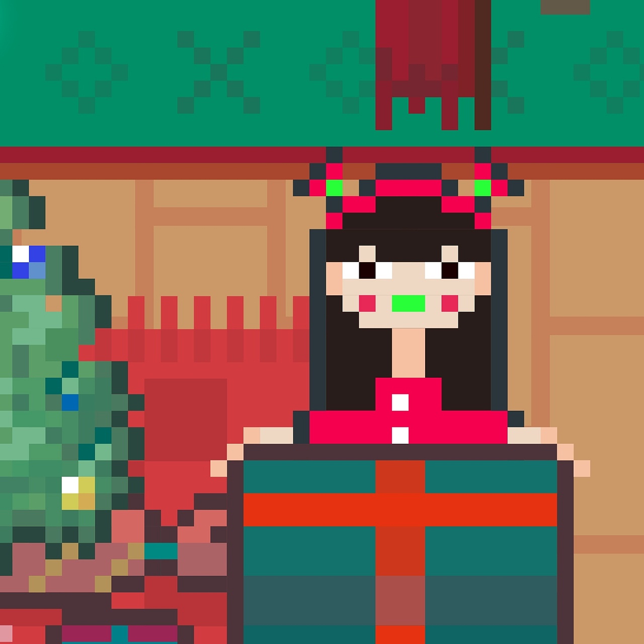 圣诞节像素插画