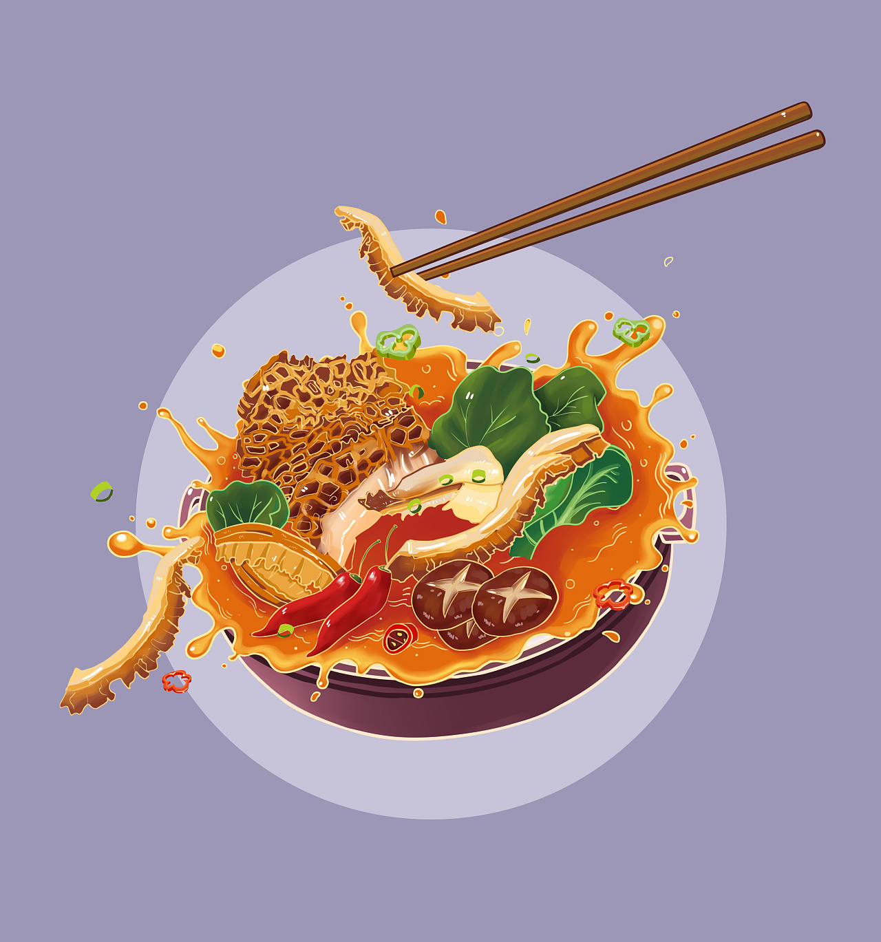火锅美食插画