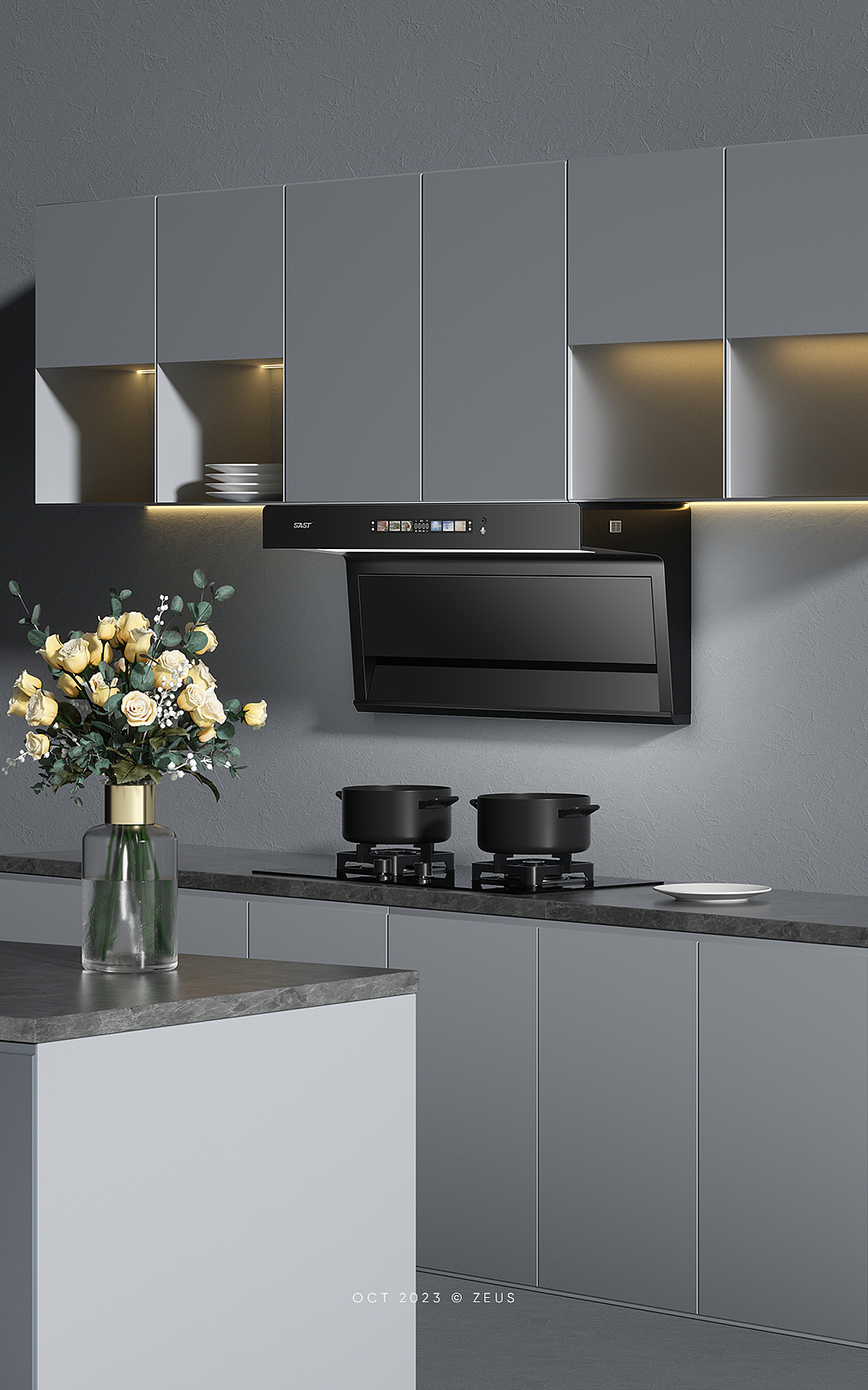 2023 先科|油烟机场景渲染2款