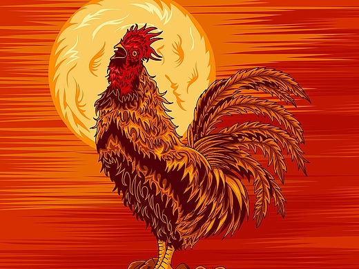 暗黑美式插画大公鸡