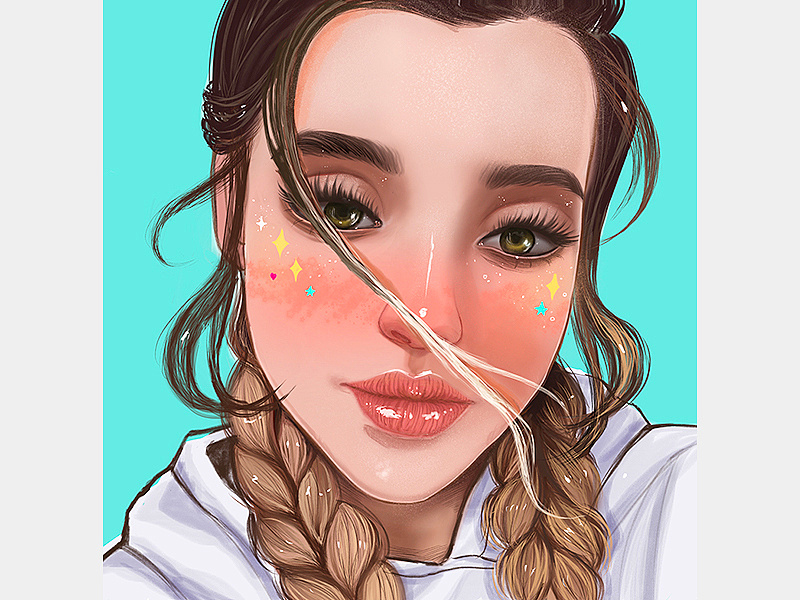 当给素颜的人画"妆"-伪厚涂日常临摹练习|插画|创作习作|程知之_oo