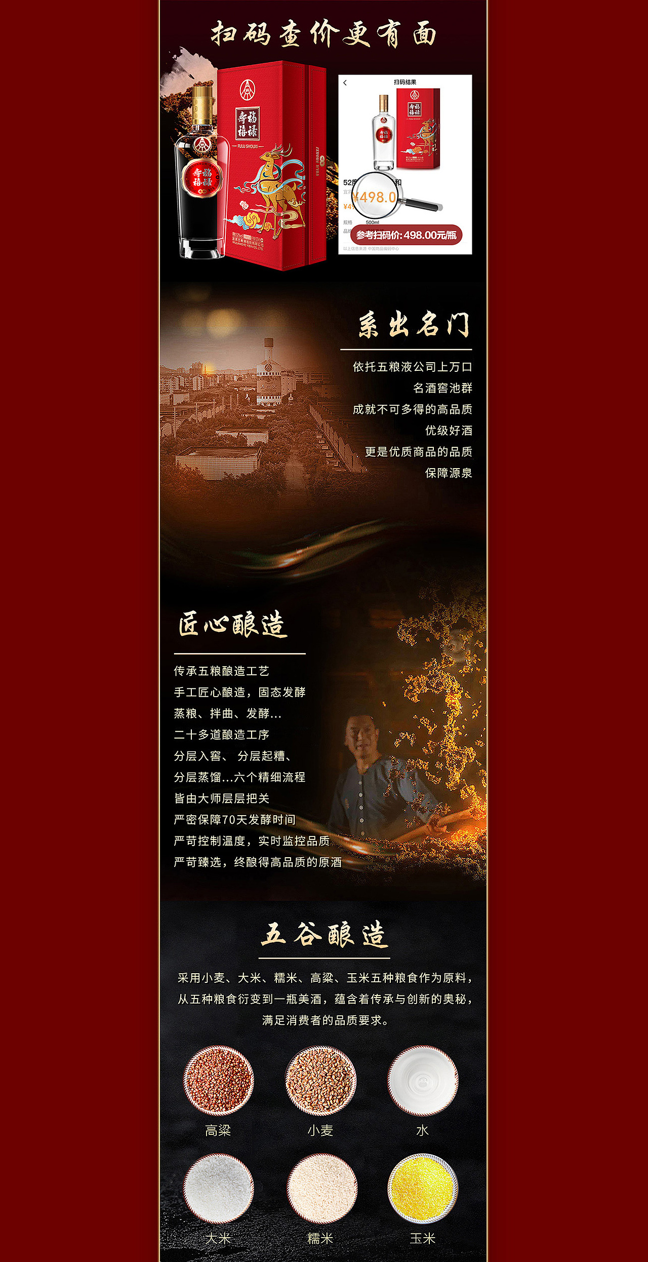 白酒包装福禄寿禧 五粮液详情页