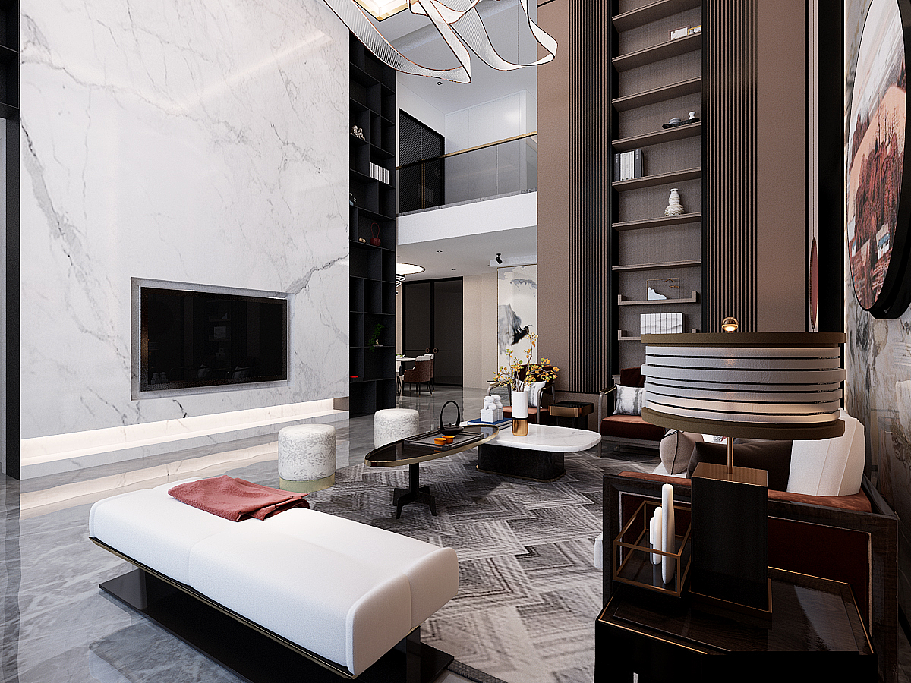 别墅装修哪家好- 万泰装饰龙山.希思庄园新中式装修