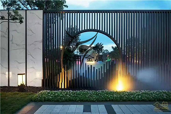 南京室外不锈钢山峦景墙格栅不锈钢屏风