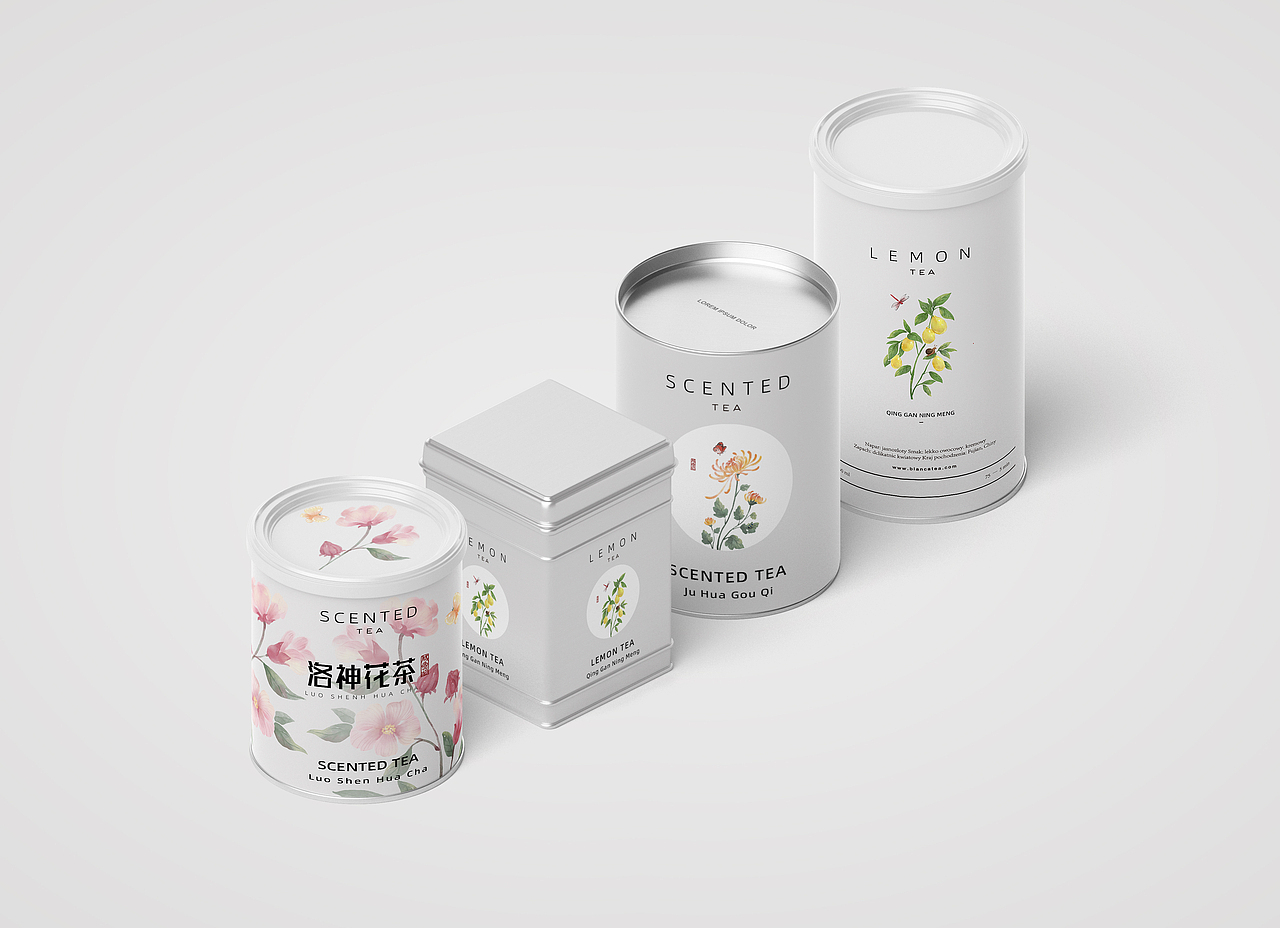 线描植物·云南花草茶包装插画