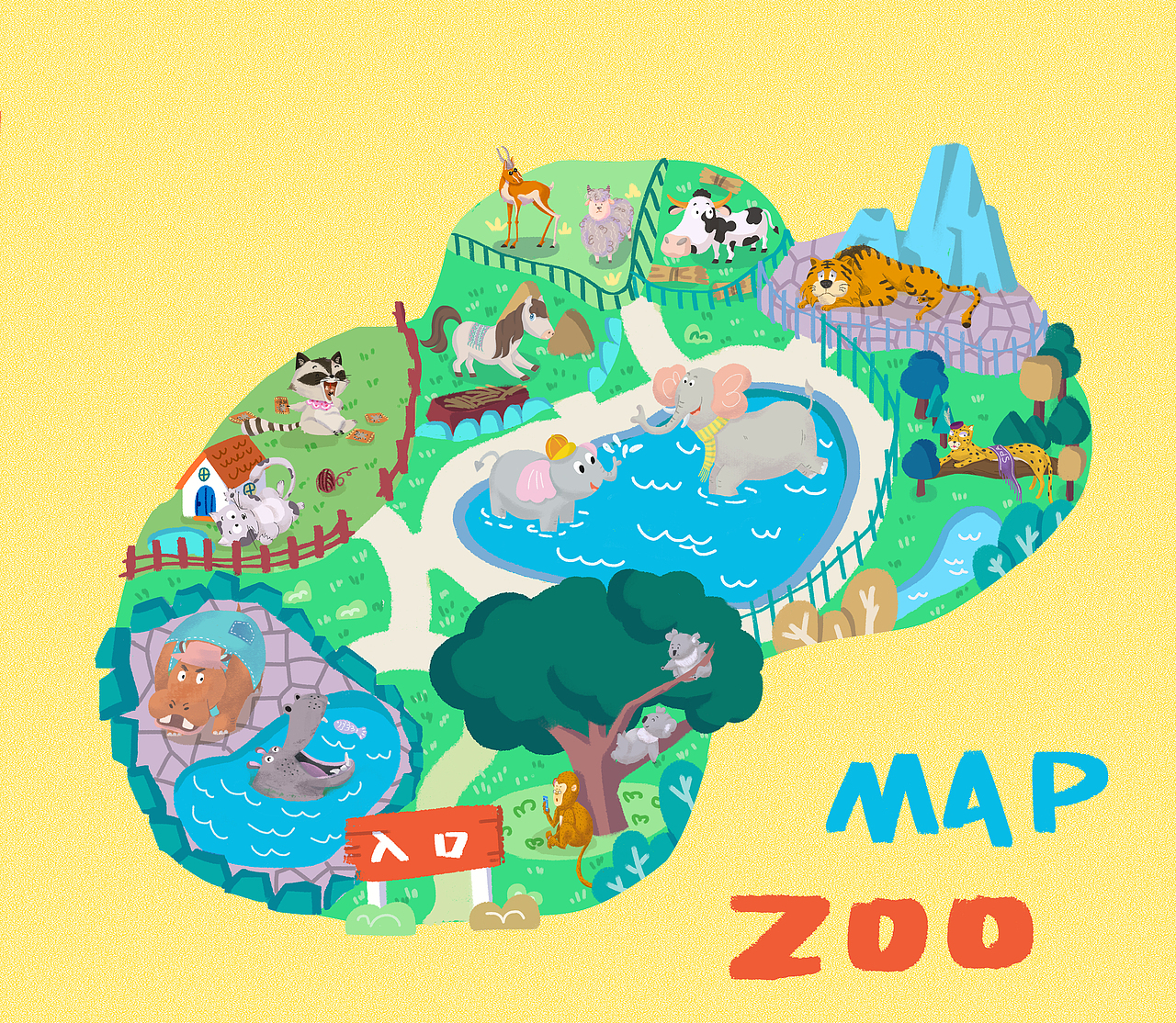 手绘动物园地图