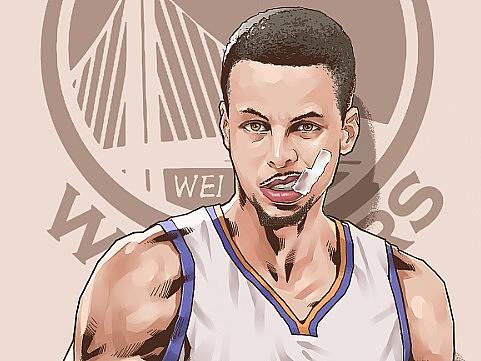NBA篮球插画集湖人科比骑士詹姆斯勇士库里，美漫写实