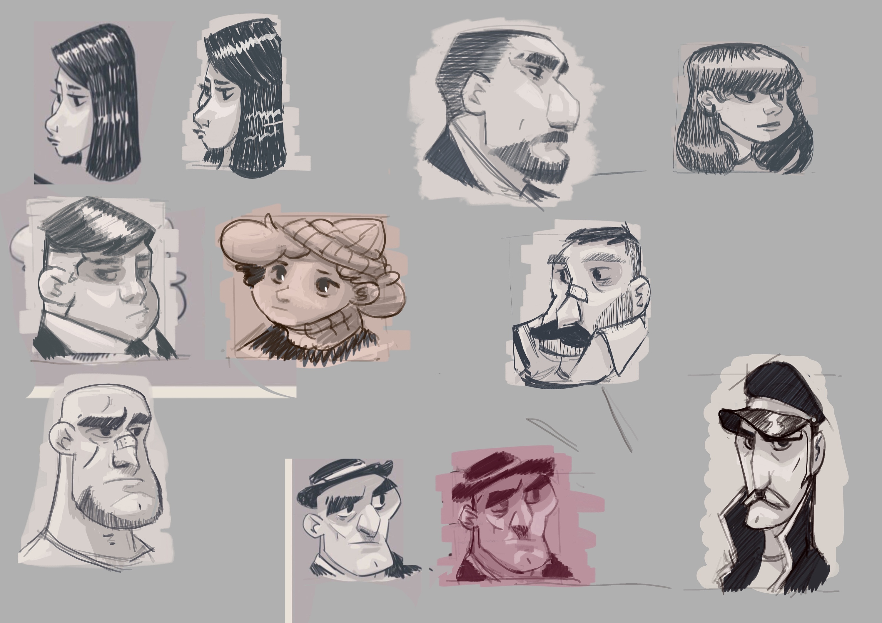 美式头像临摹练习合集|插画|儿童插画|rabbit_tale_临摹作品-站酷