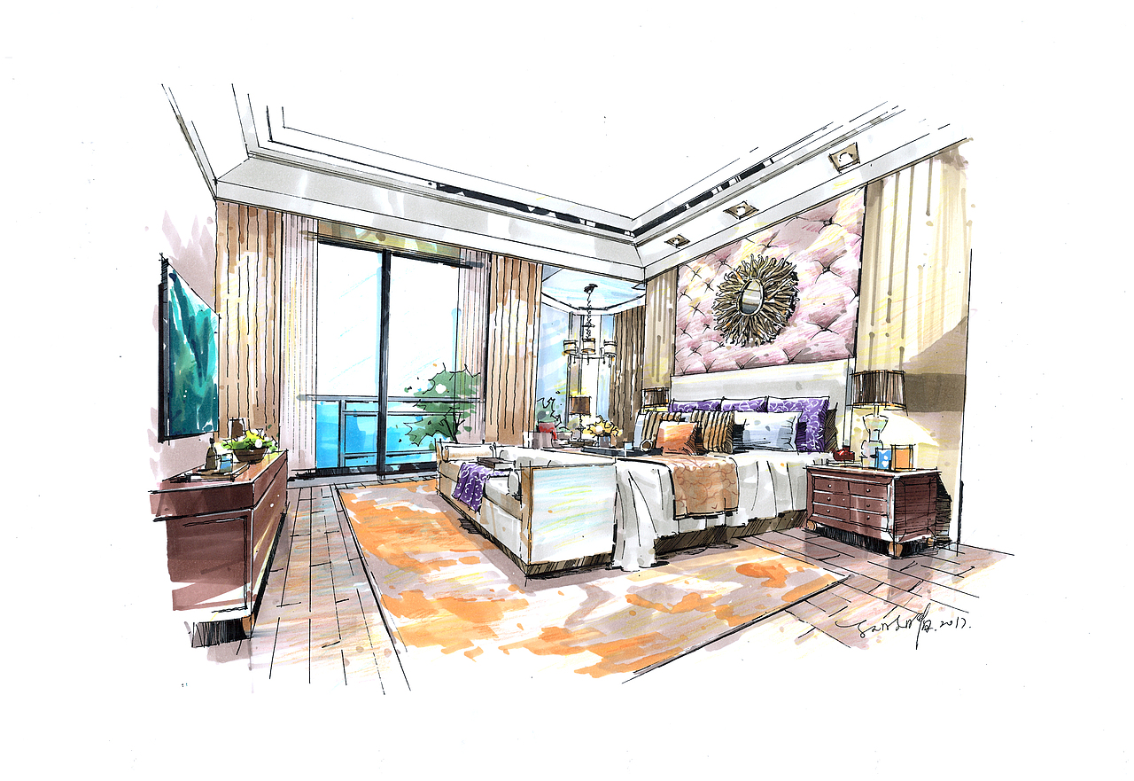 小张：七月份的空间设计手绘表达记录（图ZODc1MzI1MzY=） - 家装设计 - 站酷设计师張曉晴原创素材 - 站酷ZCOOL