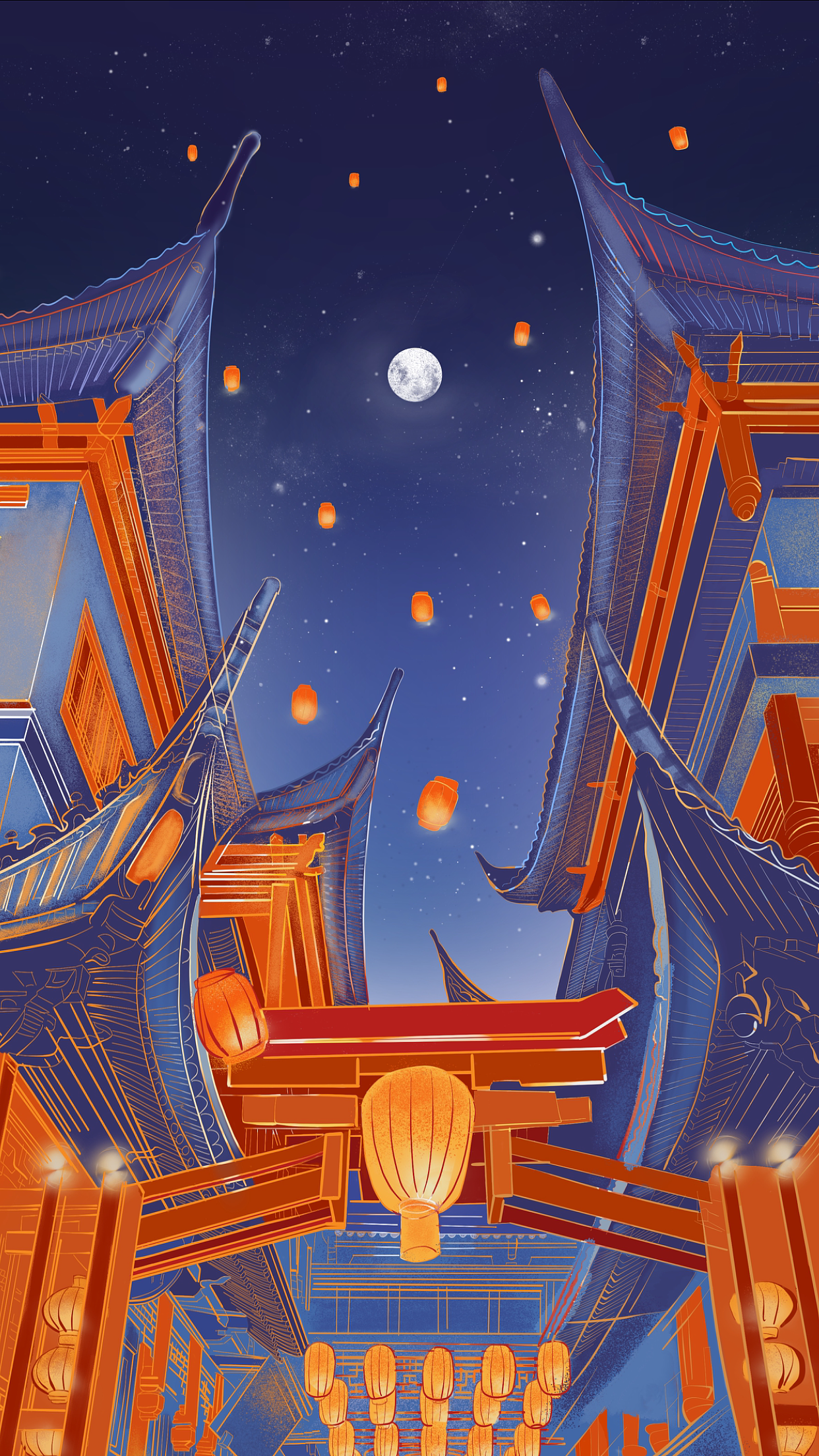 中国风插画豫园