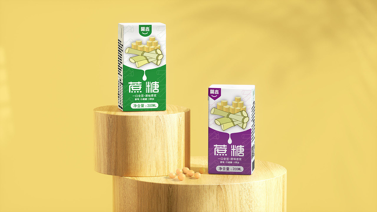 開鑫豆乳，蔗糖、罗汉果（图ZMzUxNDk5NDQ4） - 包装 - 站酷设计师浅茉之设原创素材 - 站酷ZCOOL