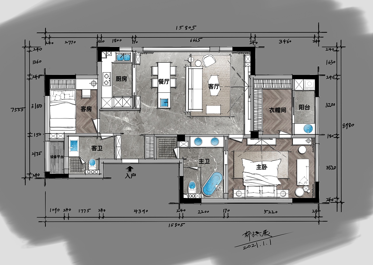 室内手绘作品欣赏（图ZMjM4MjY3NjY4） - 家装设计 - 站酷设计师纯粹手绘原创素材 - 站酷ZCOOL
