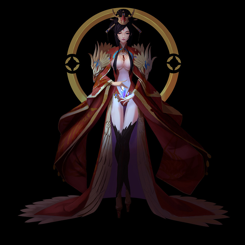 插画大赛商业插画白六儿司马懿——女司马标签游戏原画人设立绘王者荣