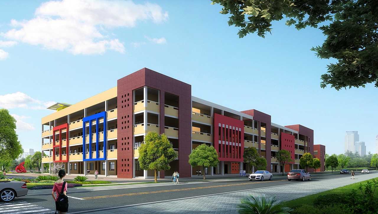 室外学校建筑圆领效果—楚思沫