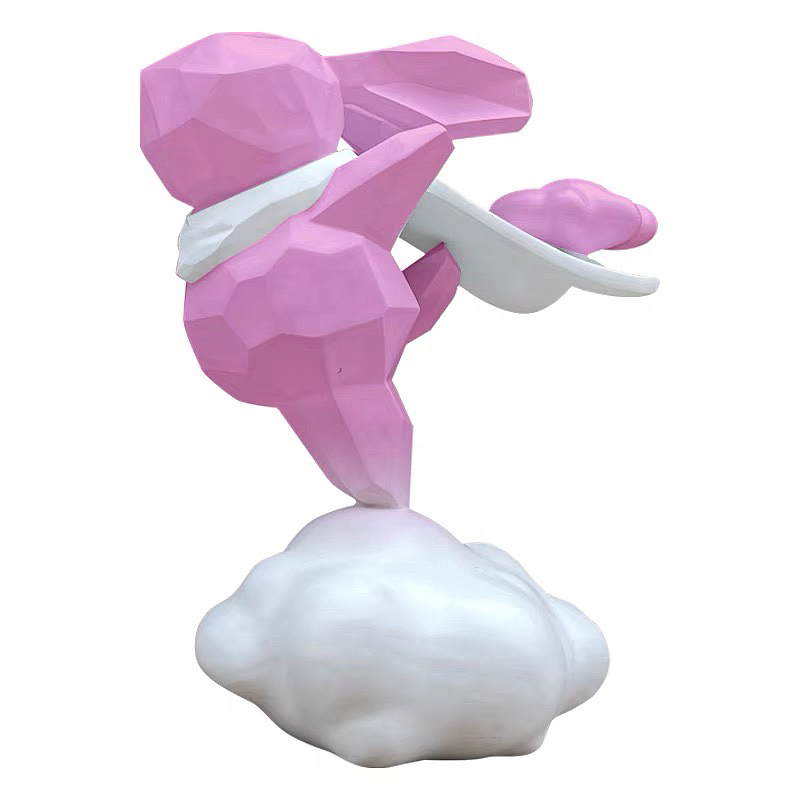 玻璃钢几何云朵兔子雕塑公园售楼部户外卡通动物摆件