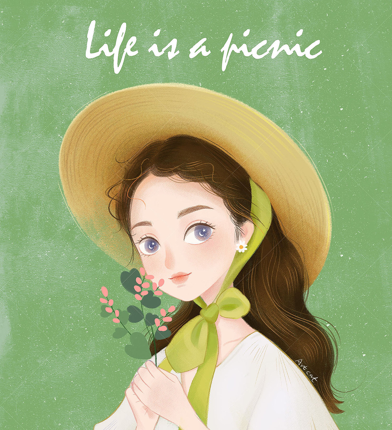 插画海报 治愈系小美女（图ZMjYyOTE4OTY4） - 创作习作 - 站酷设计师阿特猫design原创素材 - 站酷ZCOOL