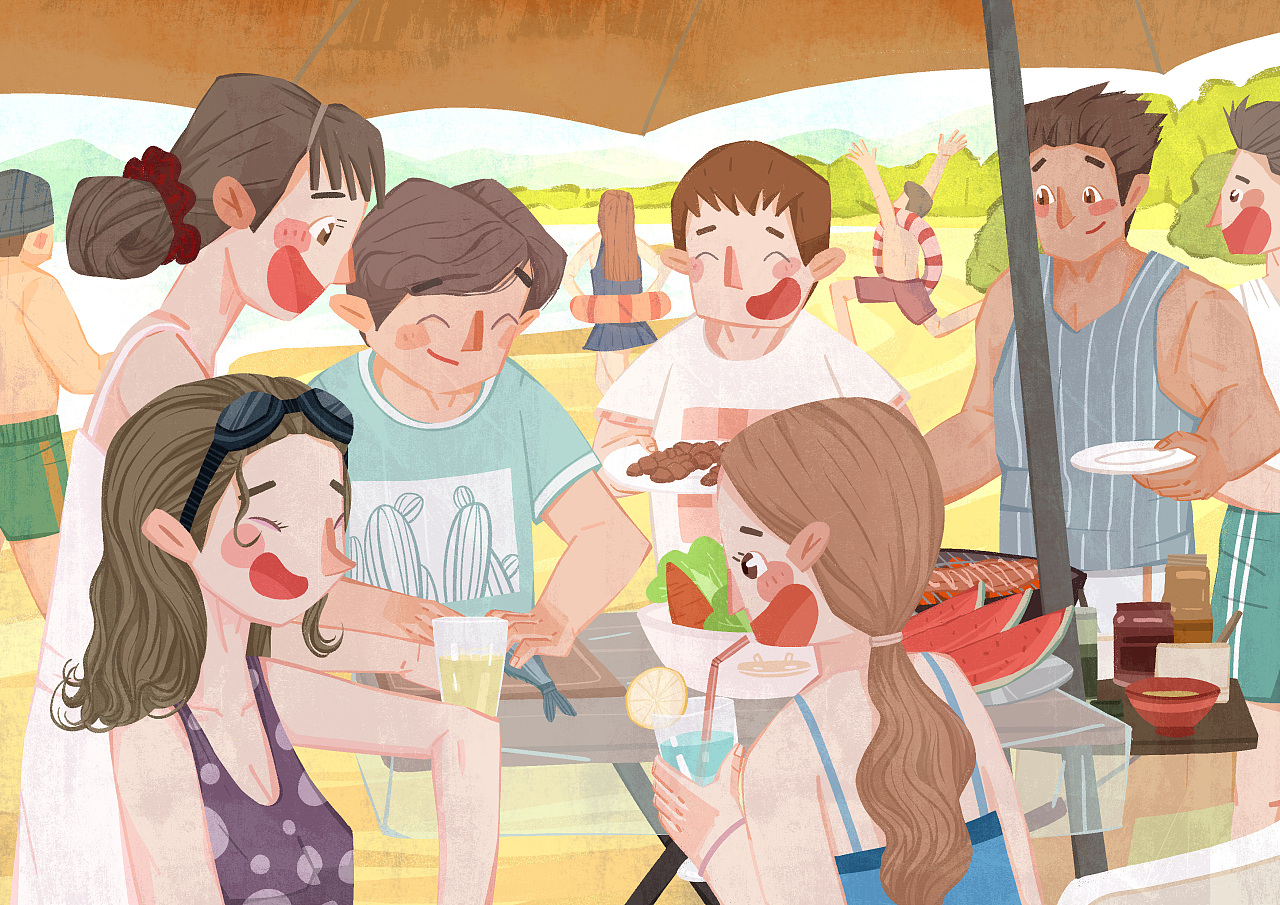 聚餐|插画|儿童插画|桃子味儿糯米团 - 原创作品 - 站酷 (ZCOOL)