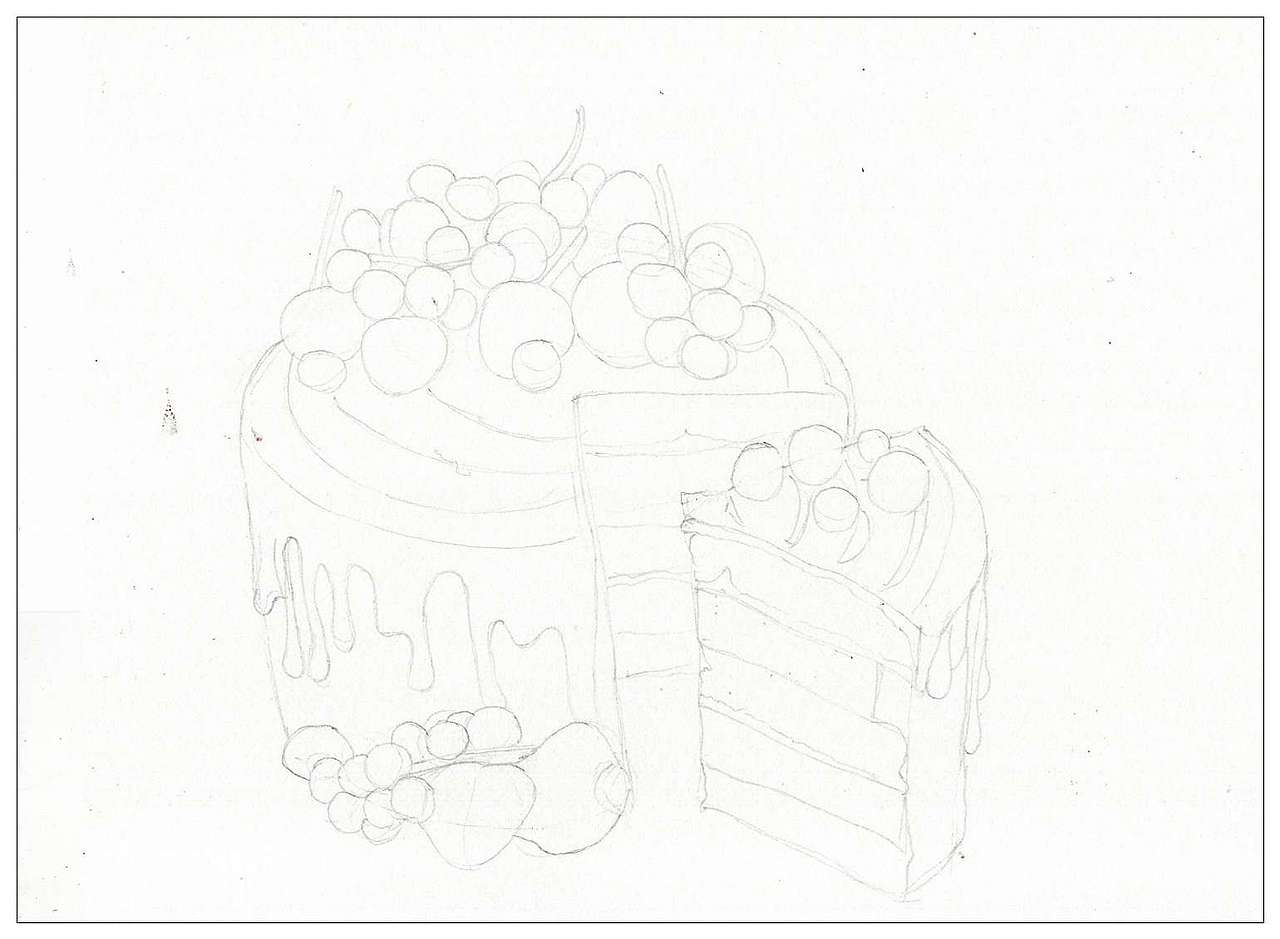 【驴大萌彩铅教程336】红加仑慕斯蛋糕 手绘美食甜点