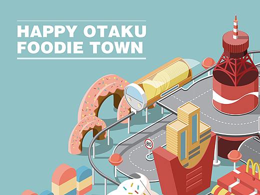 2.5D原创插画丨肥宅快乐镇