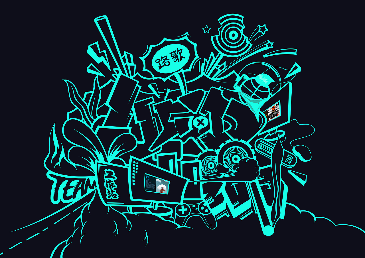 办公室墙绘（图ZMTg4MDQ0MjU2） - 新锐潮流插画 - 站酷设计师刘小宇宙原创素材 - 站酷ZCOOL