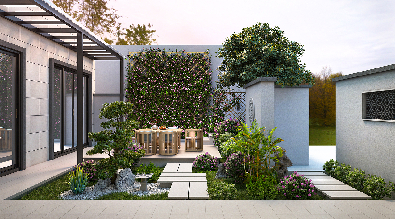 凤凰保集合院庭院景观|空间|景观设计|宜嘉空间设计杨辅_原创作品