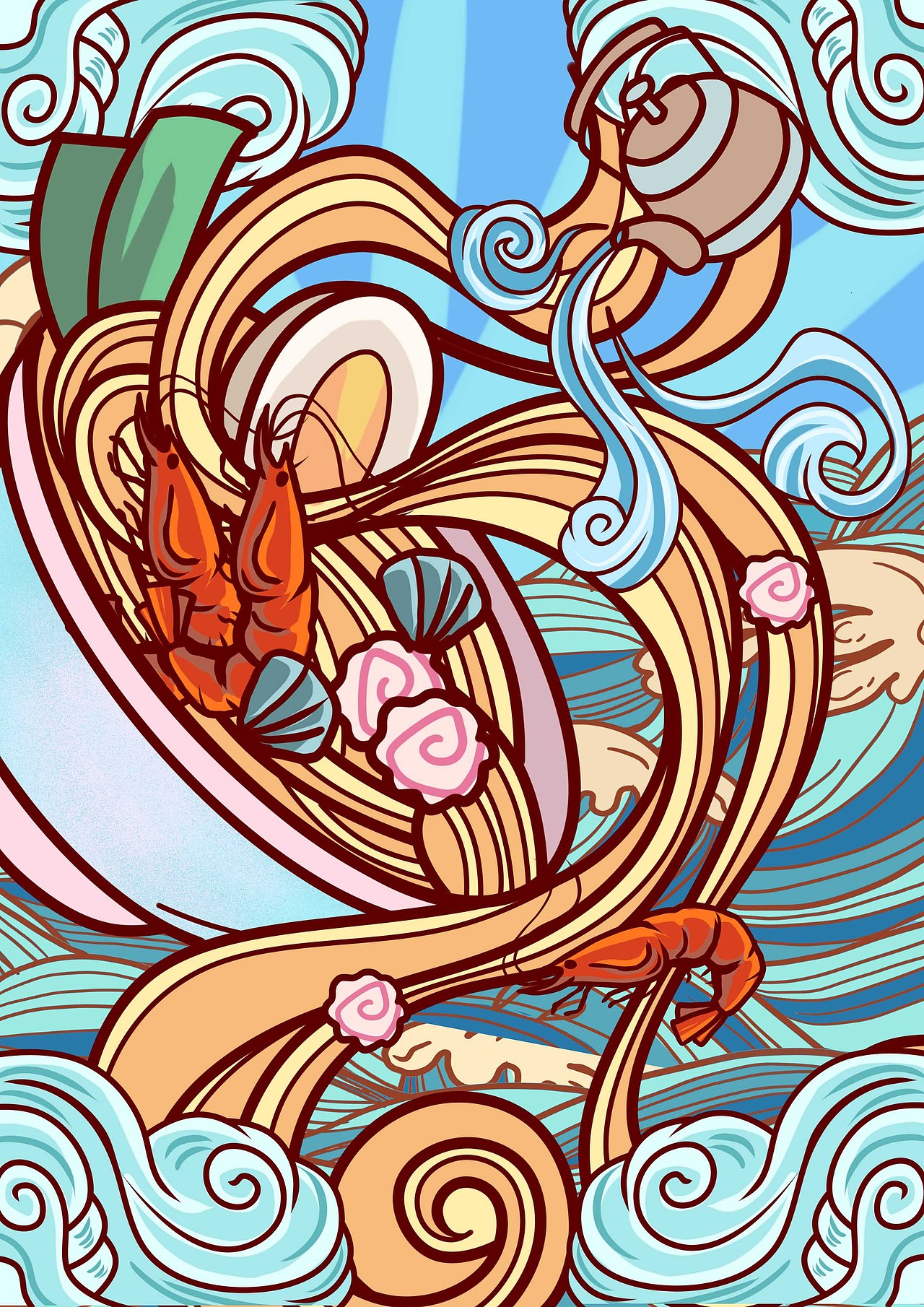拉面包装插画（图ZMjY3Nzk0NzYw） - 商业插画 - 站酷设计师北冥有兪原创素材 - 站酷ZCOOL