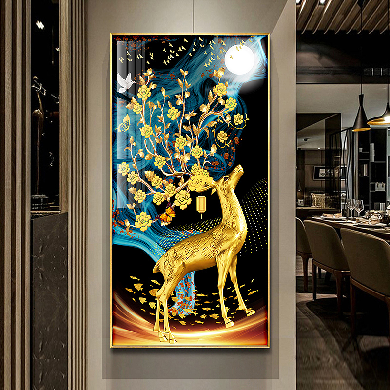 金鹿送福装饰画画芯设计（图ZMjYwMzMwNjMy） - 图案 - 站酷设计师艳子王原创素材 - 站酷ZCOOL