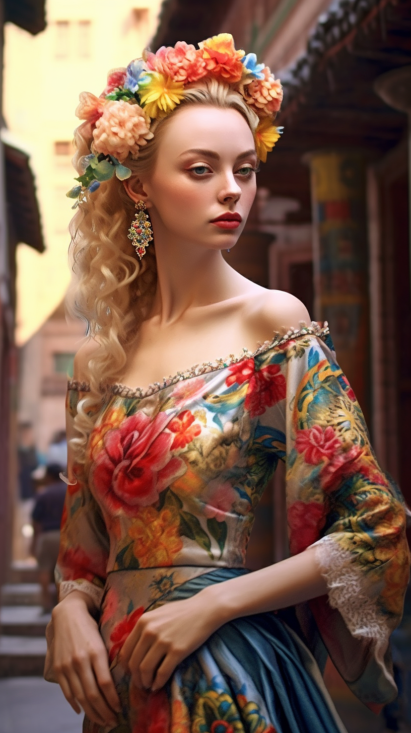 金发碧眼东方韵味的AI摄影创作