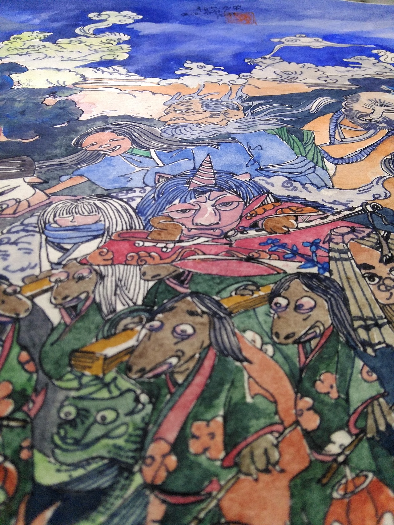 穿绿色衣服抬轿子的是袋貉,是小偷的形象,我一直认为小偷是门技术活,只是还没有可以领到他们走向善良的头领出现。