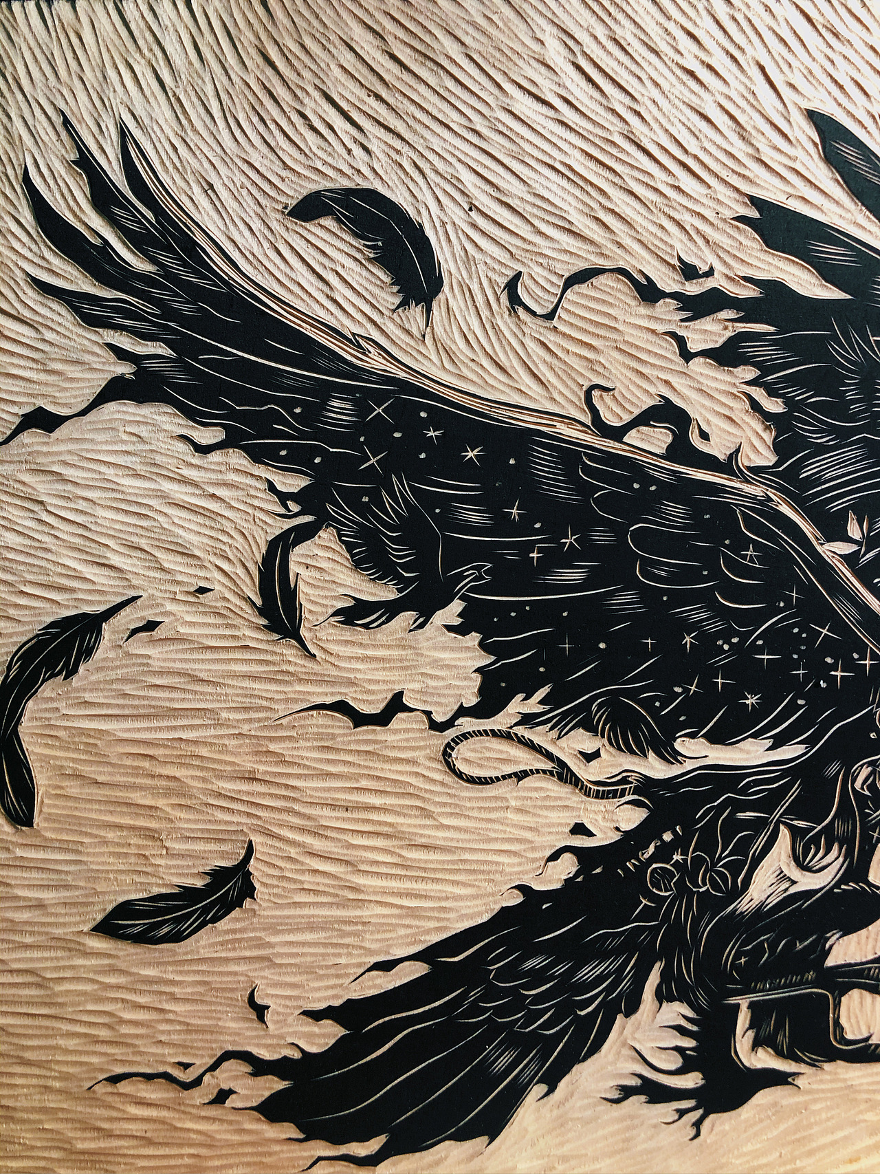 新作手工雕刻黑白木刻版画装饰画艺术品