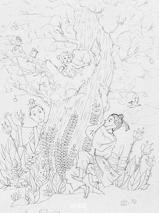 大树下的故事（图ZNjE4ODU4MDg=） - 儿童插画 - 站酷设计师LONGHYIBI原创素材 - 站酷ZCOOL