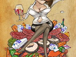 5周年店慶《大吃一驚》系列商業(yè)插畫