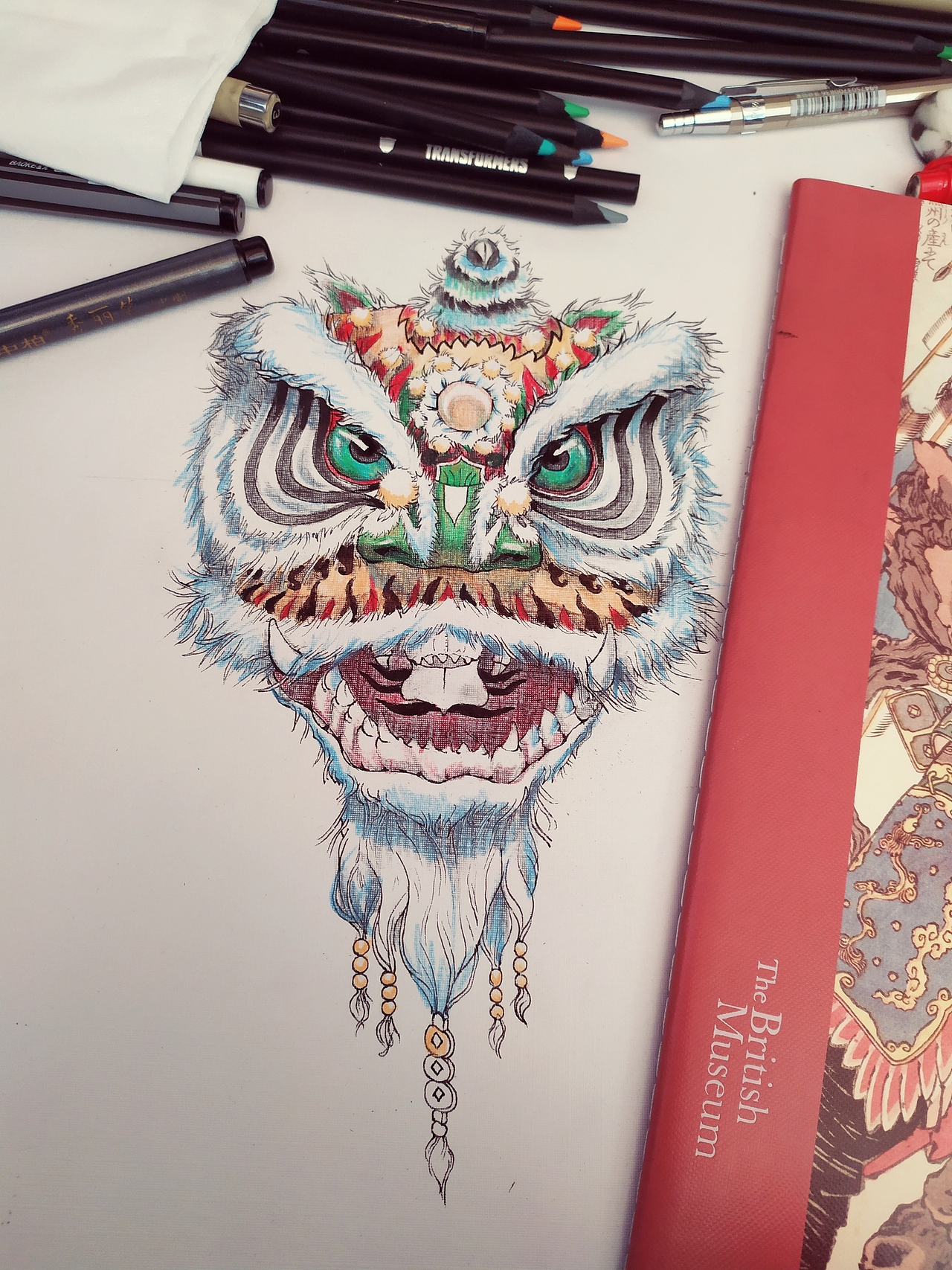 2019年末彩铅手绘《醒狮》