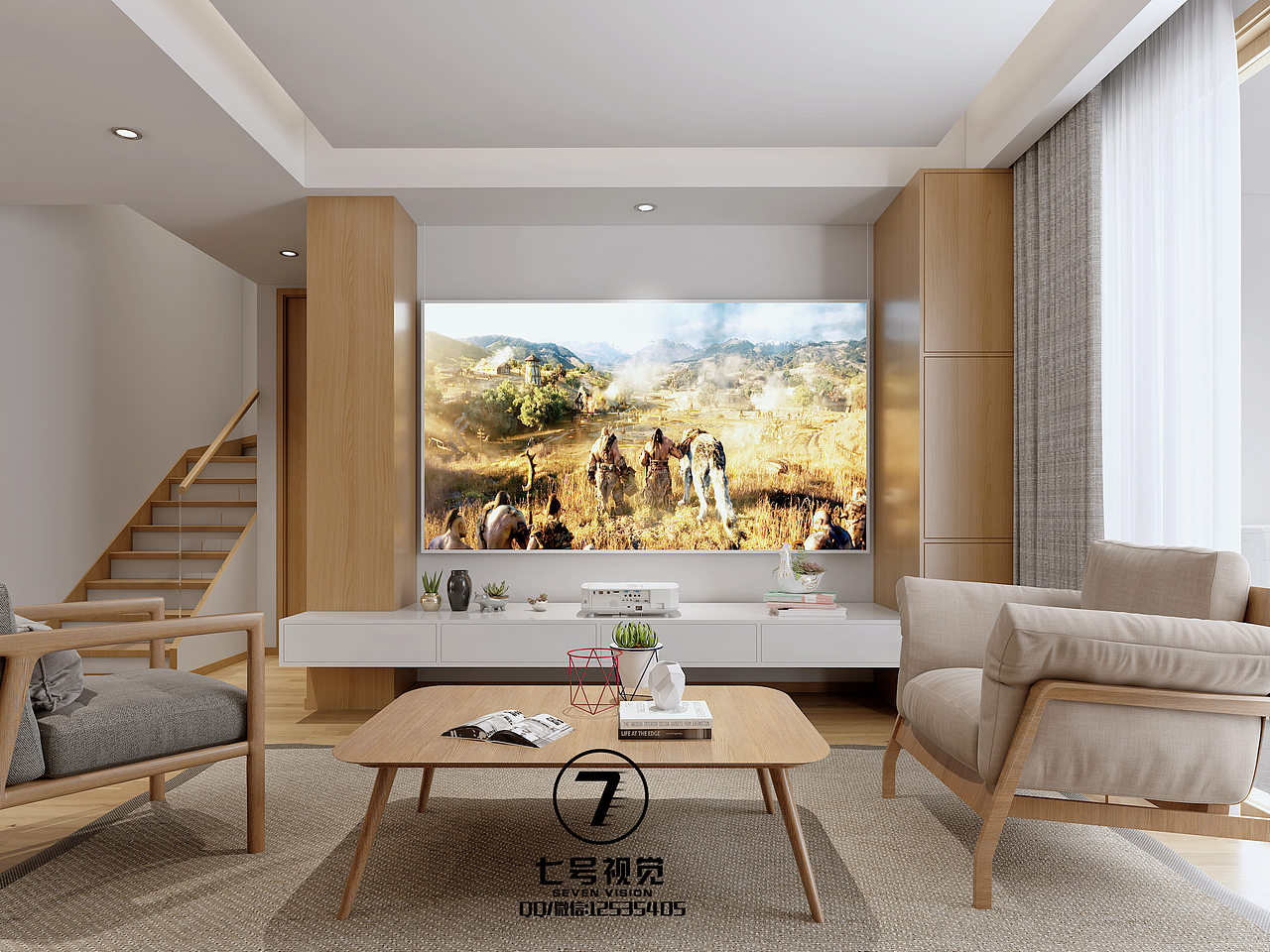 现代偏日式室内表现整体案例