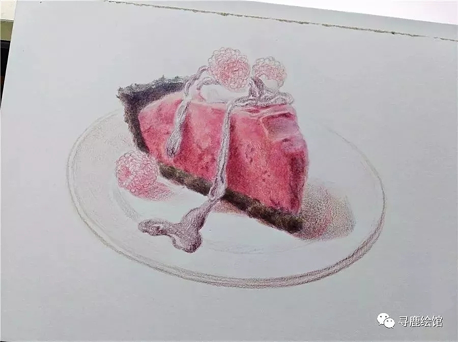 【寻鹿绘馆】何老师彩铅教程之树莓蛋糕（图ZMjAyMjMyMDY4） - 绘画 - 站酷设计师墙角笔触原创素材 - 站酷ZCOOL