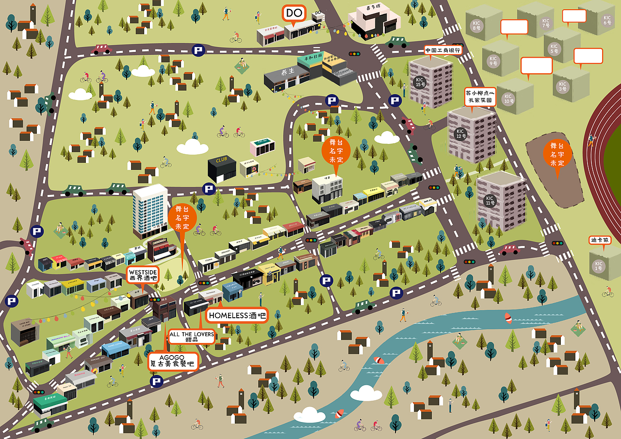 创智天地大学路地图手绘