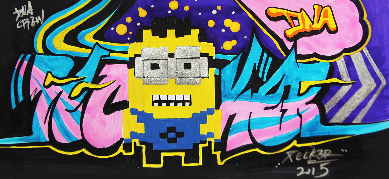 616paint原创￥￥￥小黄人马赛克版涂鸦tagpeckergraffiti