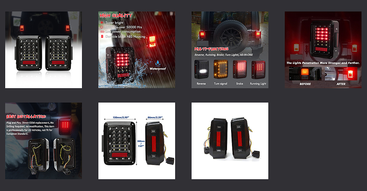 汽配-吉普尾灯 亚马逊主图 A+ 跨境电商设计（图ZMTcwNDQwMDAw） - 电商 - 站酷设计师爱吃火龙果的鸽子原创素材 - 站酷ZCOOL