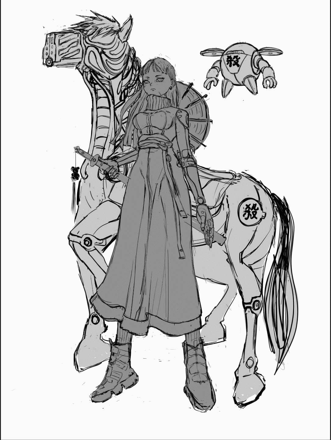 机甲少女（图ZMjIzMjA0Nzky） - 商业插画 - 站酷设计师养牛村村长原创素材 - 站酷ZCOOL