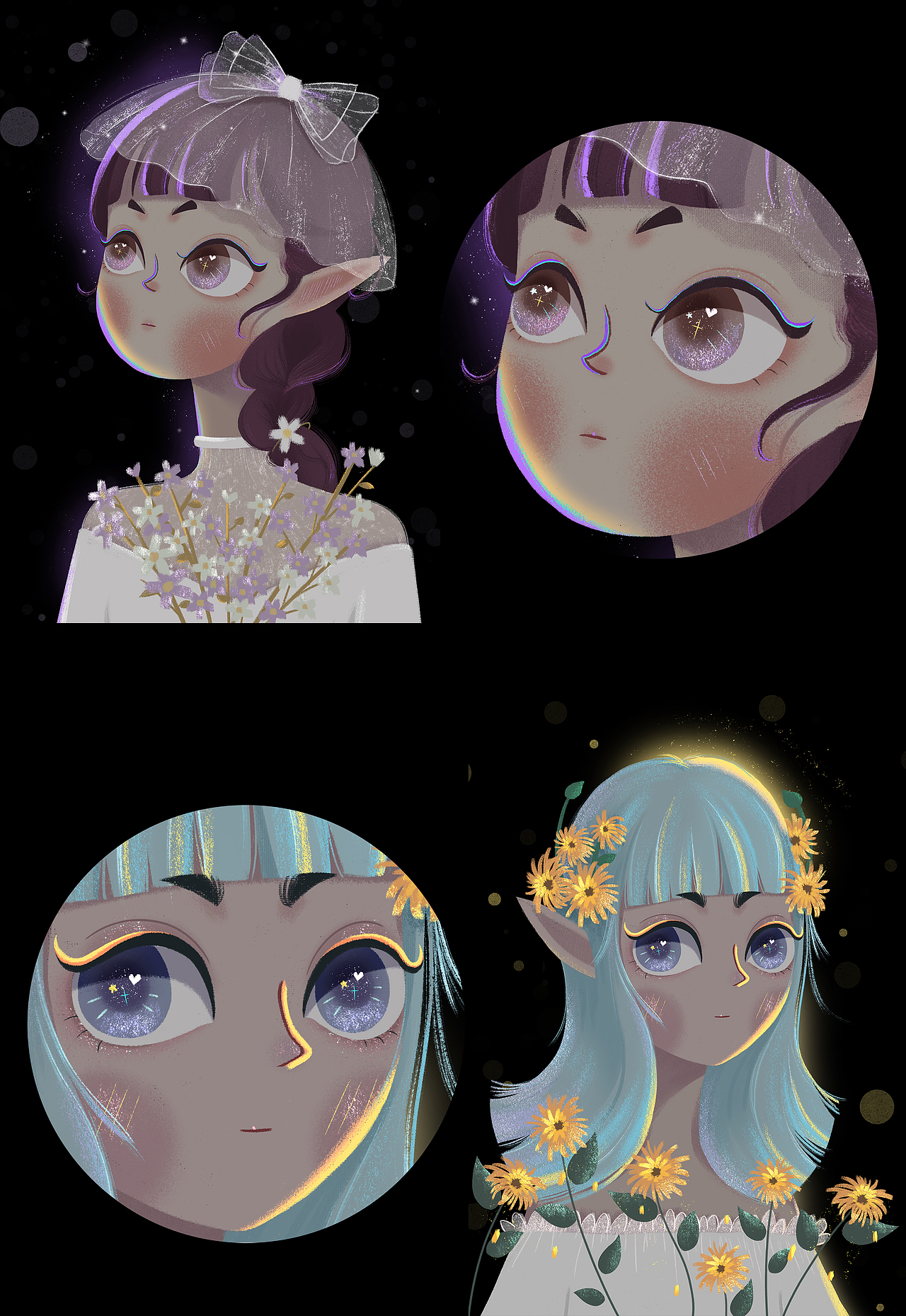 插画头像 I 可爱风原创逆光头像（图ZMjIyMzk3MTYw） - 艺术插画 - 站酷设计师菜花Camua原创素材 - 站酷ZCOOL