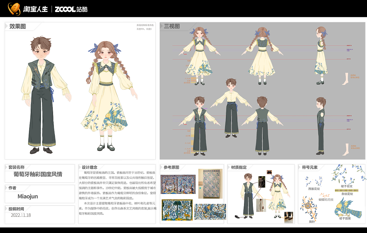 把世界名画穿在身上——葡萄牙瓷板画（图ZMzIyODcwNDMy） - 商业插画 - 站酷设计师Miao君030原创素材 - 站酷ZCOOL